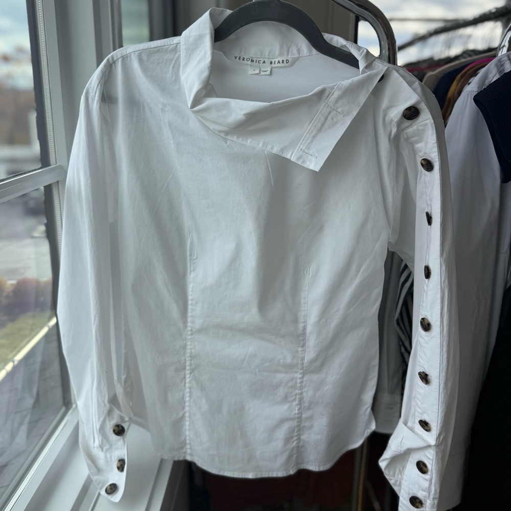 Veronica Beard Fauri Asymmetrical Poplin shirt